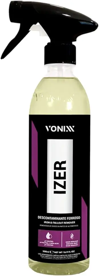 Vonixx Izer Descontaminante Ferroso 500ml para Remoção de Fuligem e Oxidação em Veículos e Rodas/Aplicador