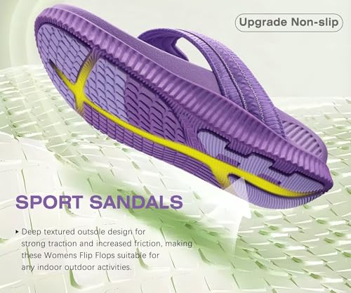 Image of KuaiLu Womens Orthotic Cushion Flip Flops Sport Recovery Walking Sandals for Women with Comfortable Arch Support - Adjustable Flatform Slip On Indoor Outdoor For Summer Casual