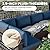 RTDTD Outdoor Patio Furniture Set, 7 Pieces Outdoor Furniture All Weather Patio Sectional Sofa PE Wicker Modular Conversation Sets with Coffee Table,6 Chairs & Seat Clips(Dark Blue)