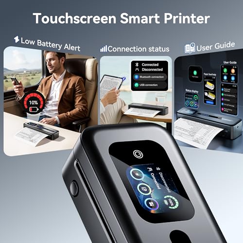Image of Phomemo M832D Touchscreen Inkless Portable Printer with Case & 3 Roll Paper