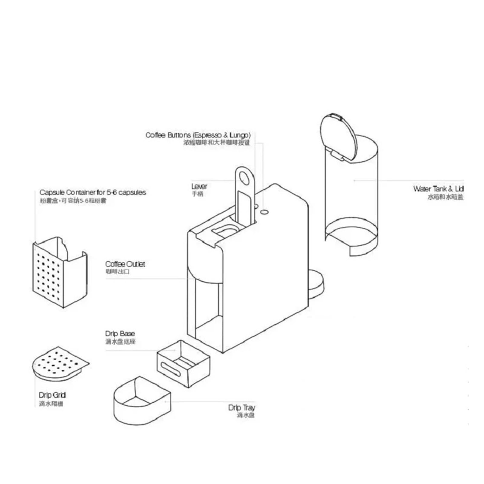 Piezas de máquina de café, compatibles con NESPRESSO Essenza MINI C30 | bandeja de goteo de repuesto, accesorio for reciclaje de cápsulas(C)