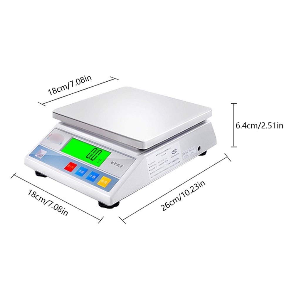 Balanza Digital Comercial para Pesar Alimentos, Carne y Productos agrícolas con Doble Pantalla LCD, cálculo electrónico de Alta precisión y función de Tara para frut,10kg/0.1g