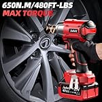 Cordless Impact Wrench, 480Ft-lbs (650N.m) 1/2 Inch Impact Gun Brushless, 3300RPM Electric Impact Wrench, 2x 4000mAh Batteries, 4 Sockets, Charger, Power Impact Driver for Car Home - Image 3