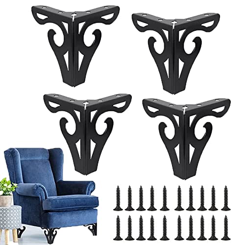 4 Piezas Patas de Muebles de Metal, Patas Mesa Hierro, Patas Mesa Negro - Pies Metálicos para Muebles de Diseño Moderno y Elegante - para Sofás, Muebles, Armarios, Sillones (Negro)