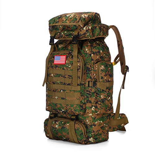 Mochila tática militar 70L para acampamento, caminhada, uso ao ar livre, impermeável, bolsas esportivas ajustáveis