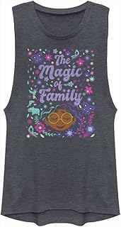 Disney Pixar Encanto Magic of Family Floral Poster Juniors Muscle, Denim Blue Heather, Small