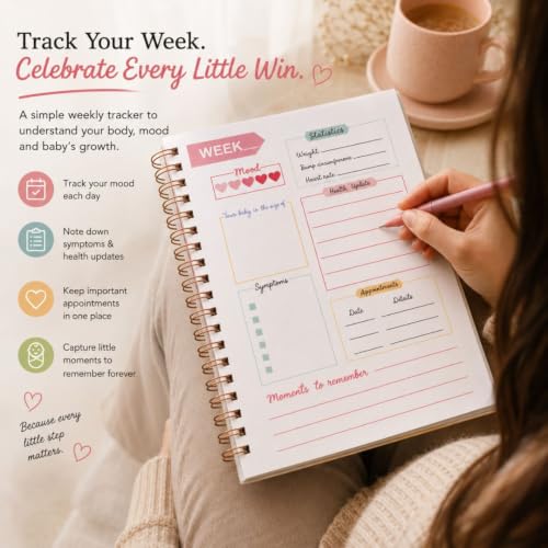 Image of Pregnancy Journal, Designed for 9-Month Tracking, A5 Hardcover