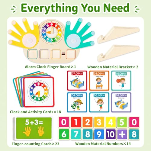 Quliwise 2-in-1 Math Manipulatives Number Counting Blocks Toys & Teaching Clock, Preschool Learning Activities for Toddlers 2-4, Educational Montessori Toys for 3 4 5 Year Old Boys Girls Birthday Gift - Image 3