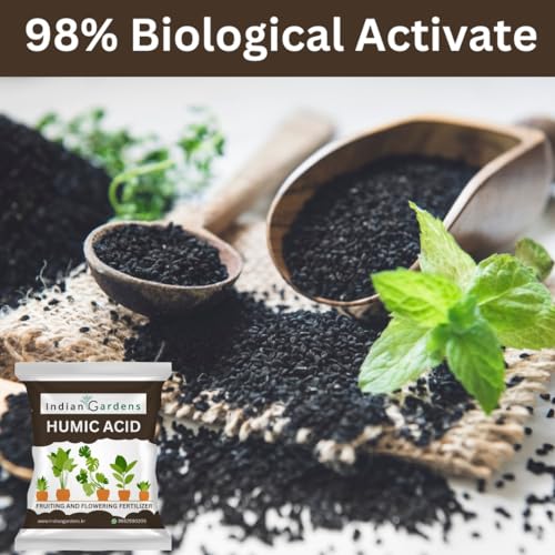 Image of Indian Gardens - Organic humic acid fertilizer for plants | Organic humic fertilizer | Soil conditioner | Plant growth booster | Root growth enhancer | (Humic, 400 Grams)