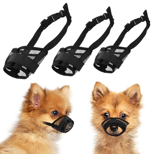 3Pcs Dog Muzzle, Soft Mesh Muzzle for Small Medium Large Dogs Adj...