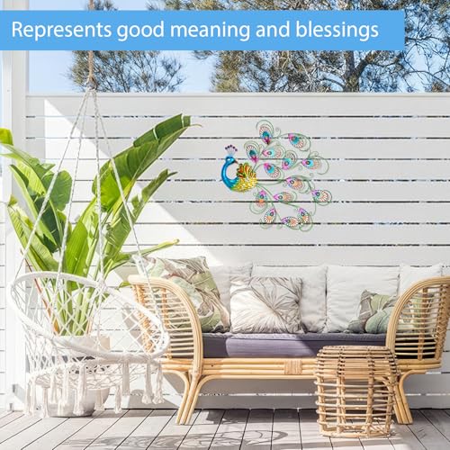 HOBYLUBY-Metal-Wall-Art-Decor-20-W-x-19-H-Peacock-Wall-Hanging-Decor-Wall-Sculpture-Large-Wall-Decor-for-Patio-Fence-Garden-Home-Decor-Blue HOBYLUBY Metal Wall Art Decor 20 W x 19 H Peacock Wall Hanging Decor Wall Sculpture Large Wall Decor for Patio Fence Garden Home Decor Blue