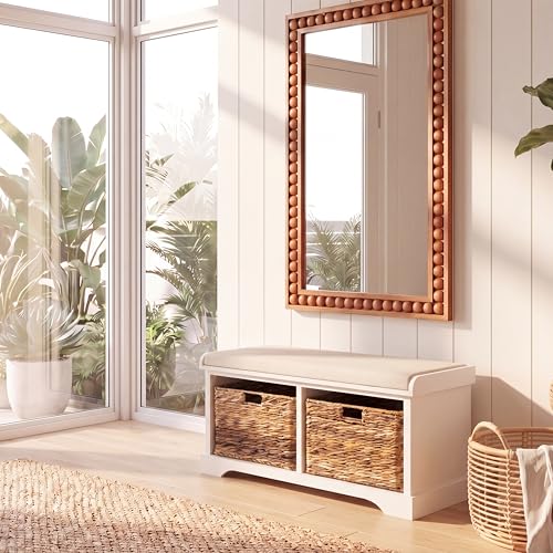 Image of SAFAVIEH Freddy Wood Storage Bench, 33 inch Farmhouse Vintage White AMH5736D
