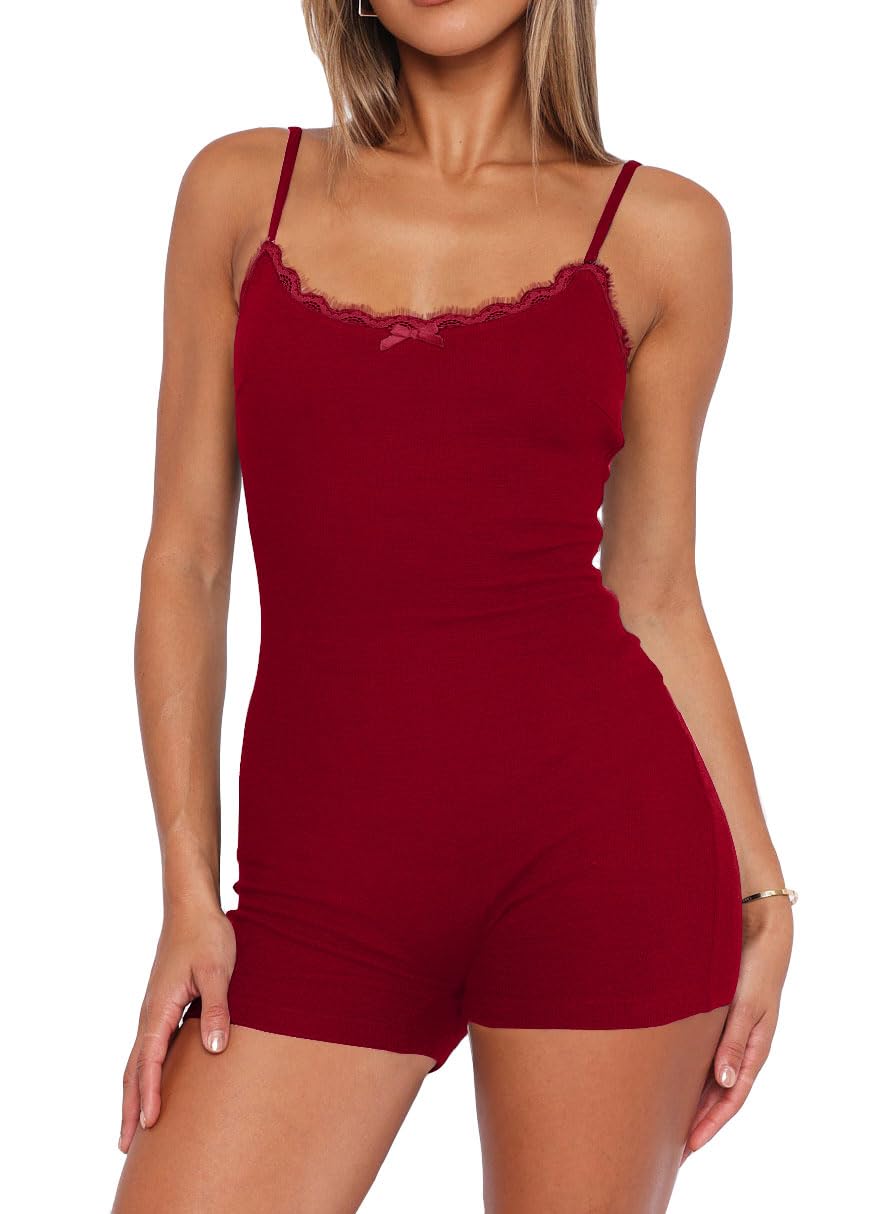 Lacozy Pajamas for Women Summer Lace Onesie Romper Sexy Pjs Cute Loungewear