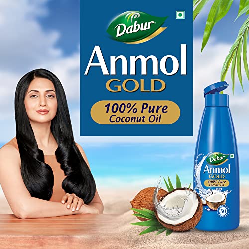 Image of Dabur Anmol Gold 100% Pure Coconut Oil - 550ml | Natural | Nariyal Tel | Handpicked Sundried Coconuts | Multipurpose Oil (Pack of 3)