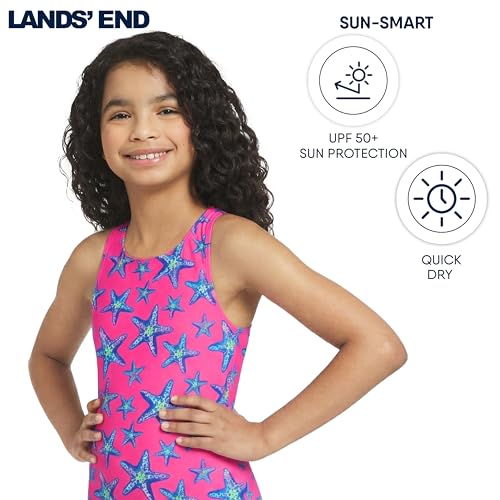 Image of Lands' End Girls' UPF 50+ Stretch Crisscross Back One Piece Swimsuit