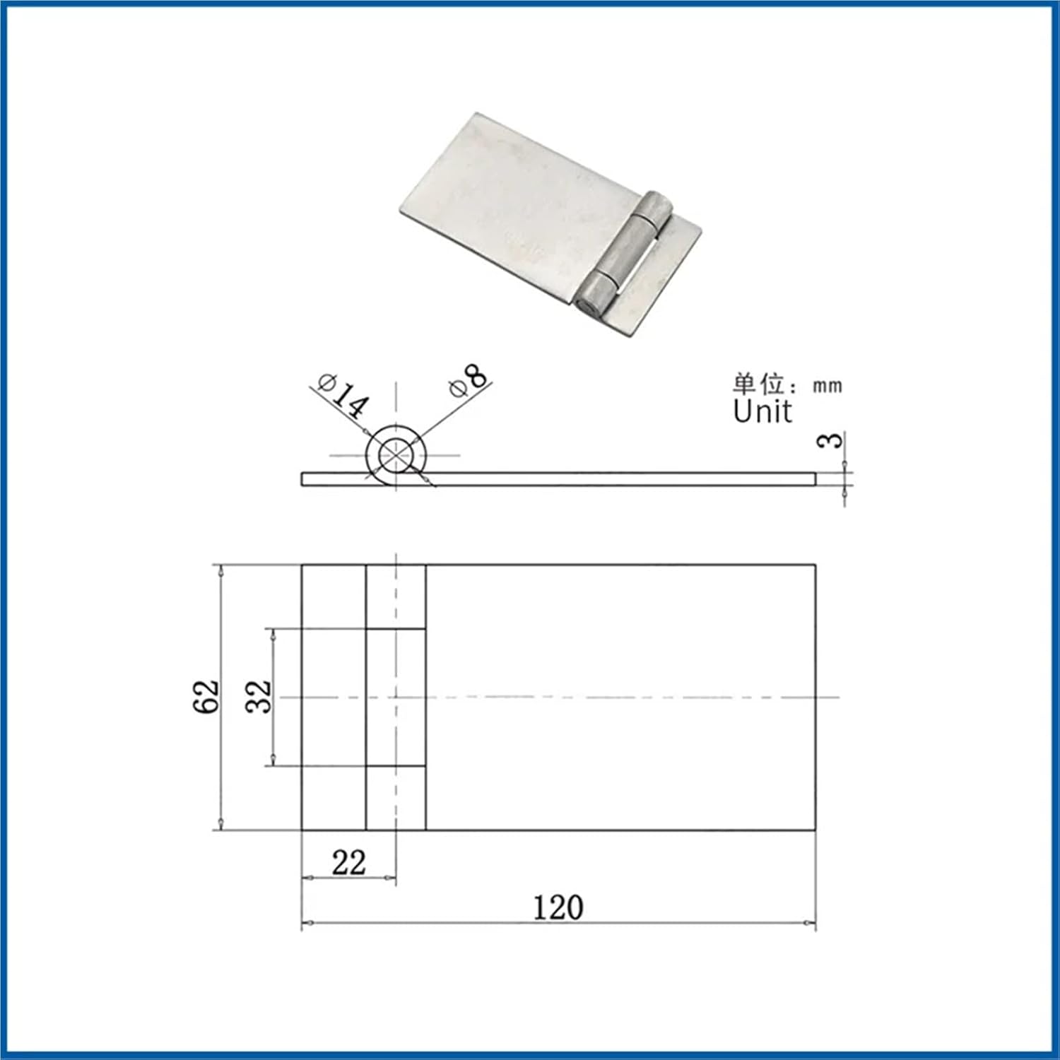Thickened Welded Stainless Steel 5-Inch Door Hinges 1Pcs