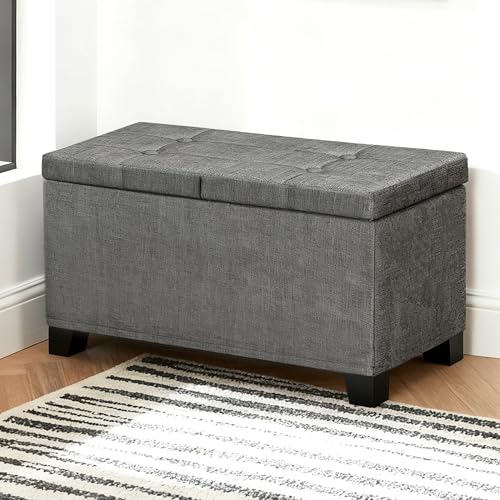 LITZFUE Metal Storage Ottoman Bench with Flipping Lid, 30 Inches