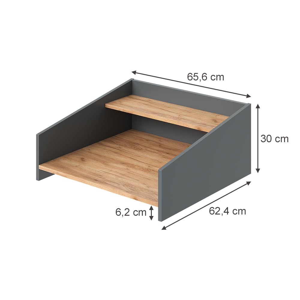 Vicco Aufsatzregal Viktor, Goldkraft Eiche/Anthrazit, 65.6 x 30 cm