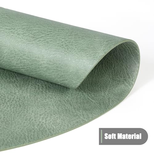 Image of UnivoColors Placemats Round Faux Leather Placemats Set of 6-Waterproof-Wipe Clean-Heat Resistant-Anti Slip Dining Table Place Mats,Suitable for Indoor & Outdoor Use,15 inch.Retro Green