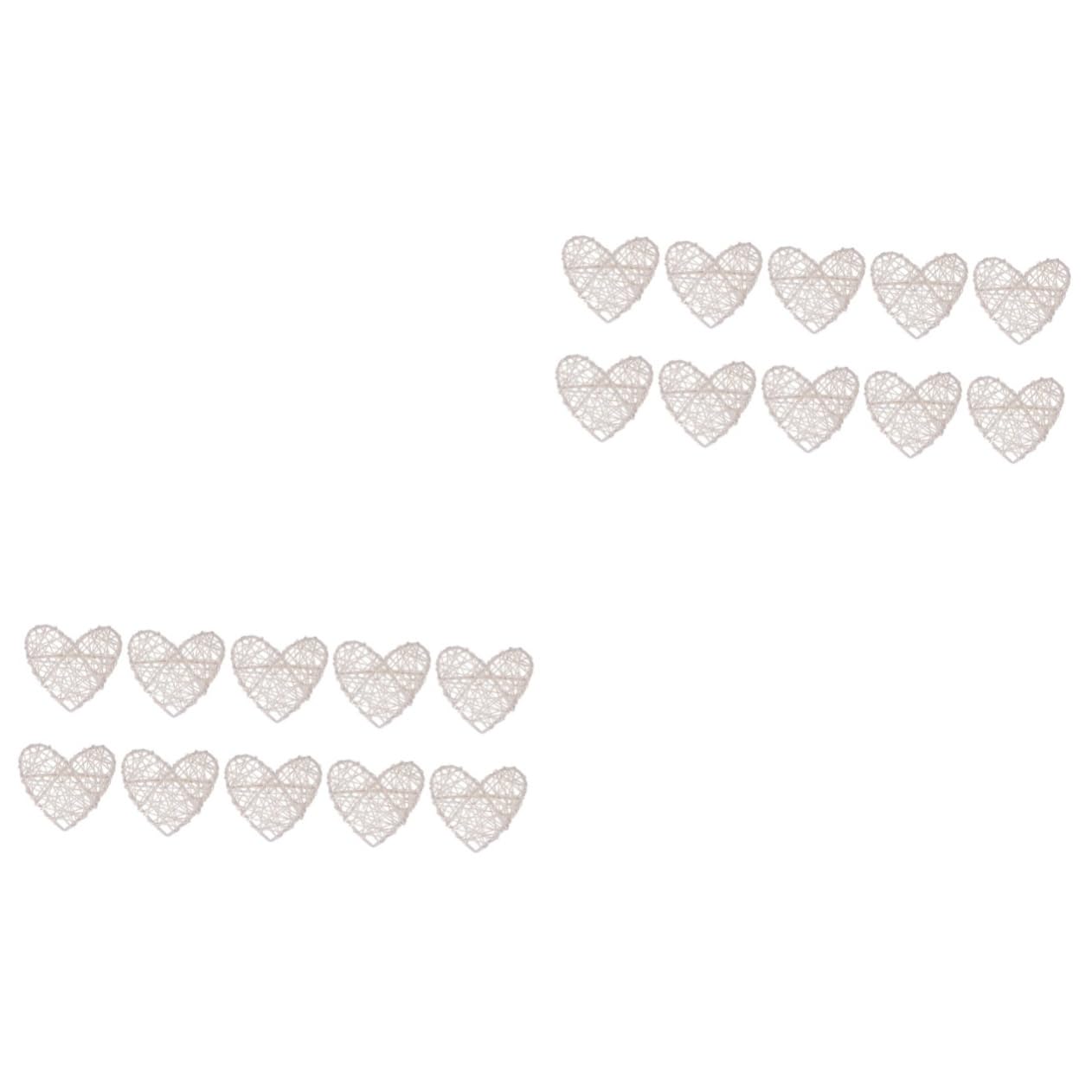 MAGICLULU 2 Set Cuore Di Vimini Rattan Fai Da Te Compleanno A Forma Di Stand Decorativo Uv Decorazioni Natalizie Natale Decorazioni Palla Di Vimini Ciondolo Cuore in Rattan Bianca 10 Pezzi*2