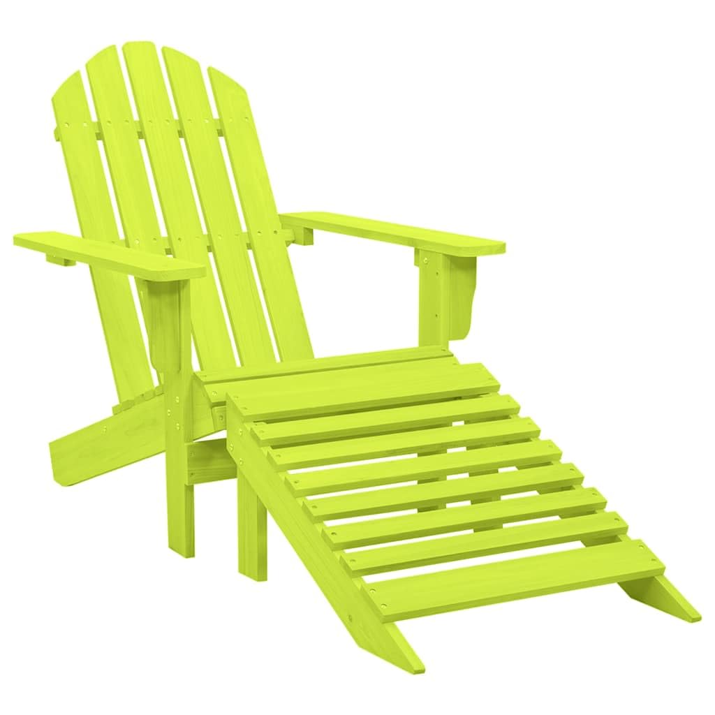Makastle Chaise Adirondack de Jardin avec Pouf Amovible en Bois Massif de Sapin Vert, 70 x 147,5 x 88,5 cm, 10,5 kg