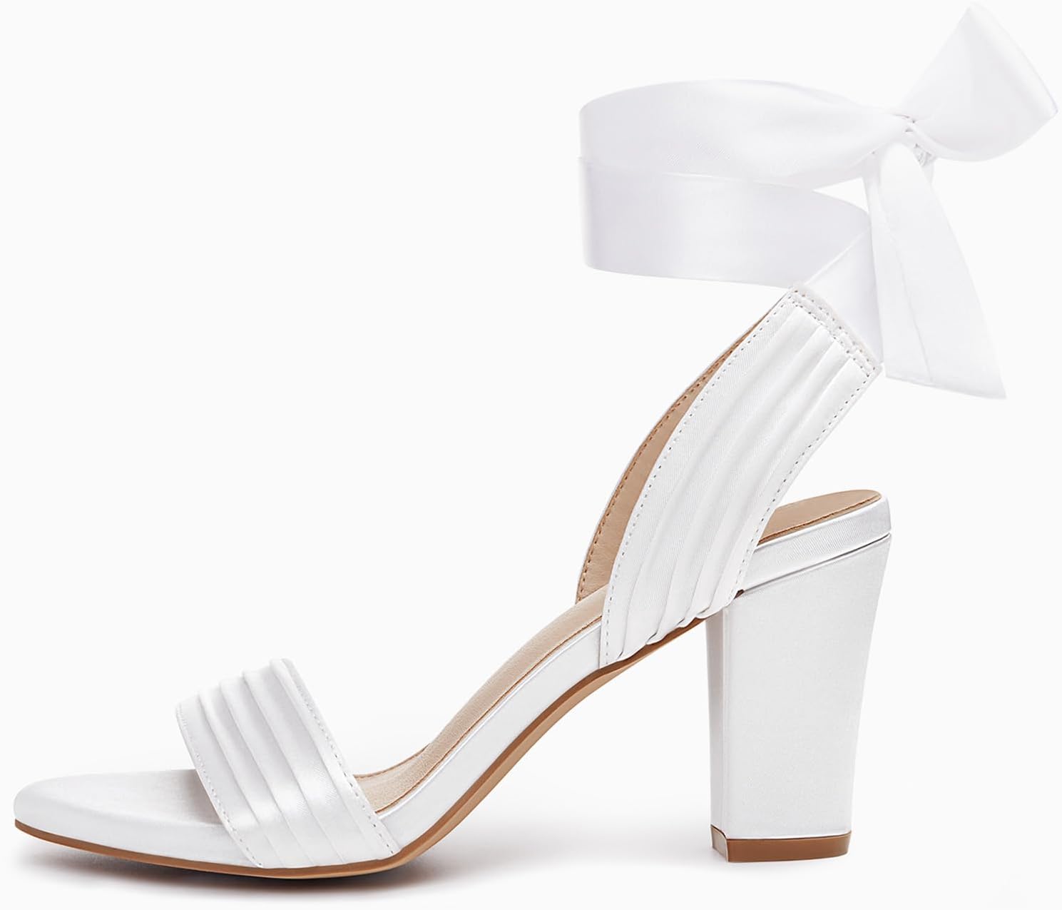 Coutgo Womens Strappy High Heels Chunky Heeled Sandals Bow Tie Lace Up Open Toe Pumps Dress Wedding Comfortable Shoes