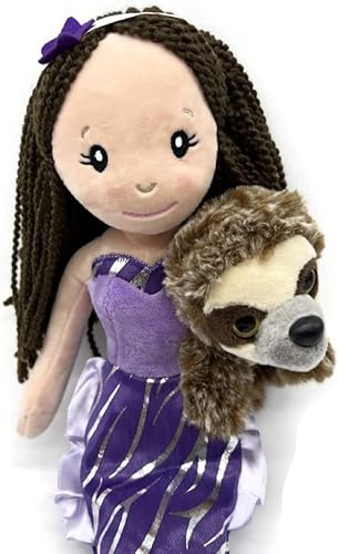 Miniatura 2 de The Petting Zoo Muñeca de sirena con perezoso de peluche, gran regalo para niñas, muñeca de peluche de sirena con juguete de peluche de perezoso, 17