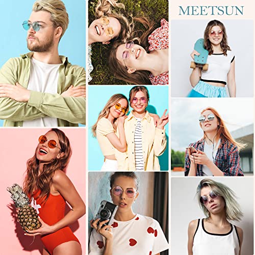 Image of MEETSUN Small Round Polarized Sunglasses for Men Women Metal Retro Hippie Circle Sun Glasses Driving Festival Cosplay UV400