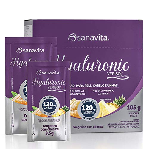 Kit 2 Hyaluronic Ácido Hialurônico + Verisol Sanavita 30 Sachês Tangerina com Abacaxi