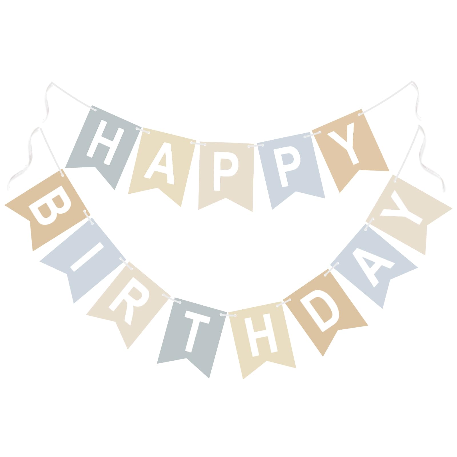 G2PLUS Pre-strung Happy Birthday Banner Beige and Blue: 16 x 20 cm — image 1