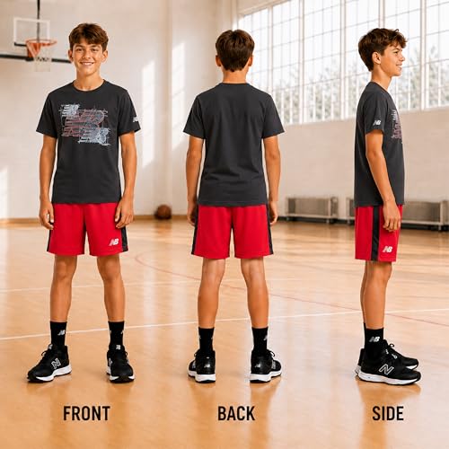 Image of New Balance Boys Short Sets - 2 Piece Active Performance Athletic Shirt and Kids Basketball Gym Shorts for Boys (8-12)