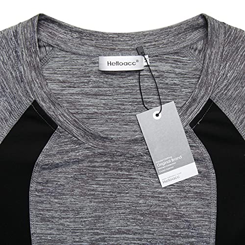 Helloacc Womens Scoop Neck Short Sleeve Yoga Top Loose Fit Sport Workout T Shirt Light Grey #TOP5