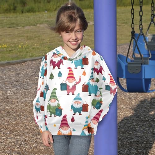 Kids Hoodies Sweaters Christmas Gnome Dwarfs Hooded Sweatshirts with Big Pockets for Boys Girls B04000454