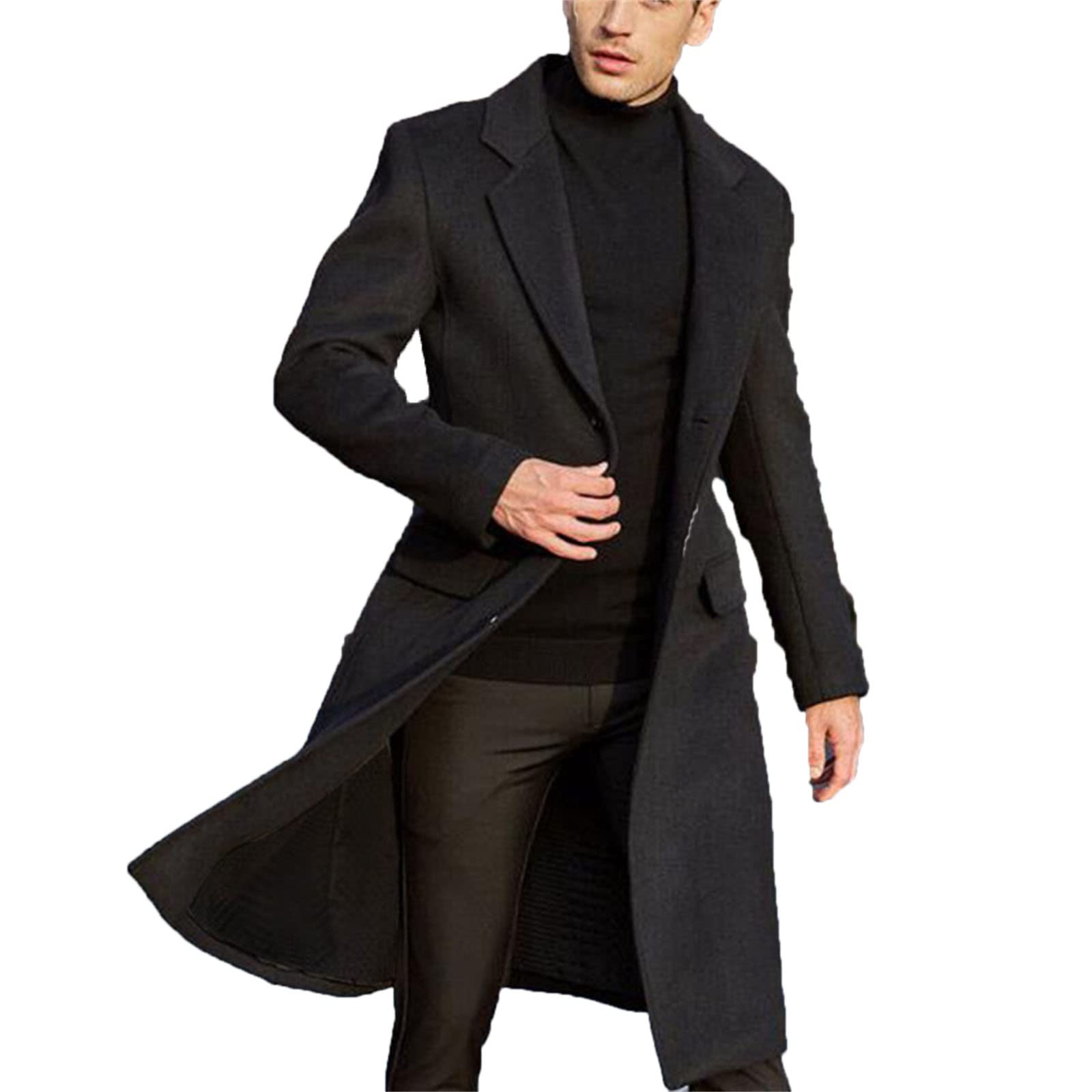Trench Long Trench da Uomo Fashion Fashion Fashion Slim Color Pure Lavana Lago Lago Coat Giacca