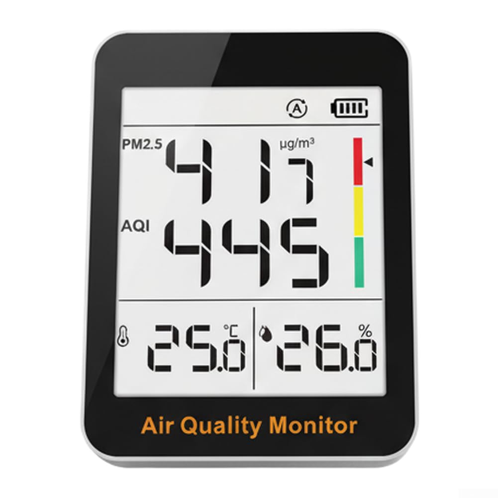 Luftqualitätsmesser Mit Digitalem Display Für Temperatur Und Feuchtigkeit, PM2.5 Sensor Mit Dreifarben-Anzeige, Smart & Energiesparmodus, Magnetische Rückseite Für Wohnzimmer Büro Kinderzimmer (S1UP)