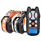 Meloive Collar Recargable de Adiestramiento Dos Perros, 1000m de Alcance a Distancia con Modos de Vibración, Sonido y Luz, Collar Resistente al Agua IPX67 con Bloqueo de Seguridad del Teclado.