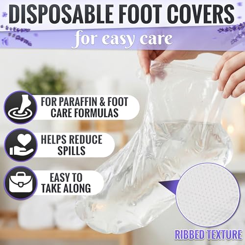 Image of 200PCS Foot Cover - Paraffin Bath Liners for Pedicure Transparent Therapy Boot Feet Protectors Covers for Women Sock for Hot Wax Spa Treatment Booties Bag for Paraffin Machine Care Accessories