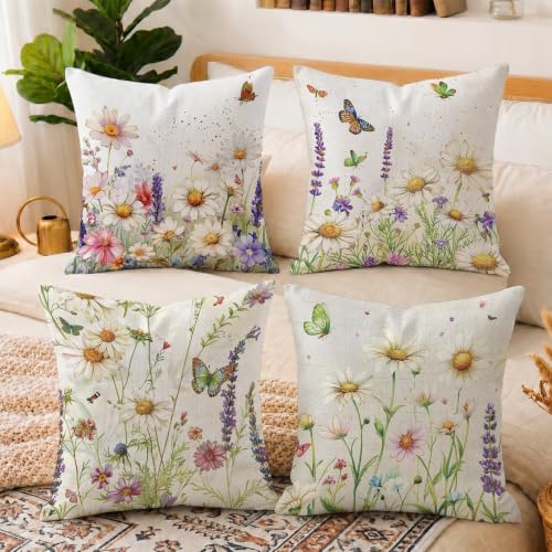 Housses coussin velours decoratif fleurs sauvages de haute qualite - 6