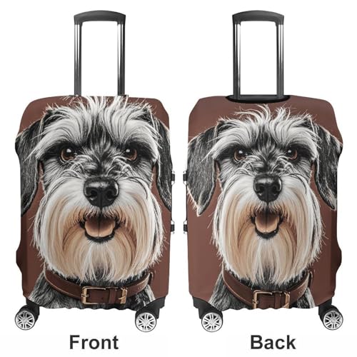 Adorable Schnauzer Luggage Cover, Washable Elastic Suitcase Cover Protector Fit 18-32 Inch Luggage3