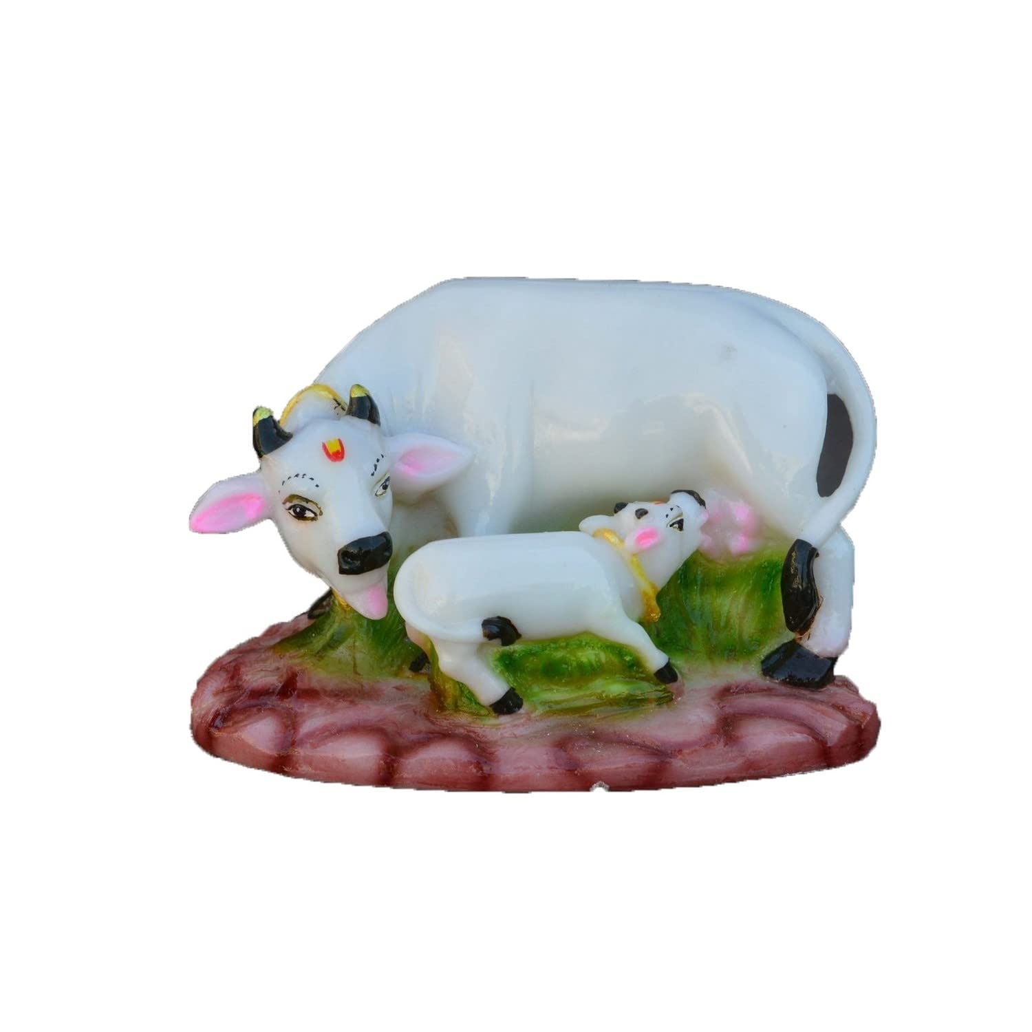 eCraftIndia Polyresin Colorful Cow and Calf Statue