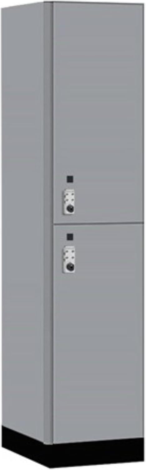 Salsbury 18" Wide Premier Wood Locker-Double Tier-1 Wide-6 Feet High-21 Deep-Winter Fog-Silver Resettable Combination Locks