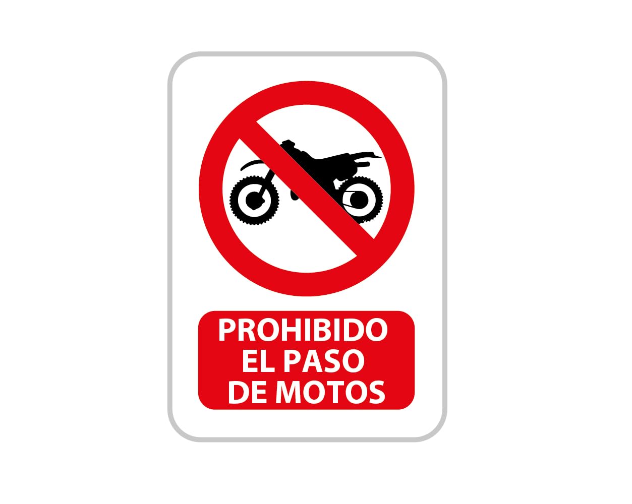 Pack 10 Señales de Prohibido el Paso de Motos | Medida 14,85x21cm | Señaletica en Material PVC 3 mm | Duradera y Económica