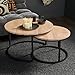 Produktbild RIVERBANK® Couchtisch Rund - Stylischer Satztisch aus Massiv Eichenholz Set 2er - Vintage Sofa Tisches, Massiv Wohnzimmertisch Rund, Wohnzimmer Couchtisch Schwarz 2er Set Coffee Table 75 und 58 cm