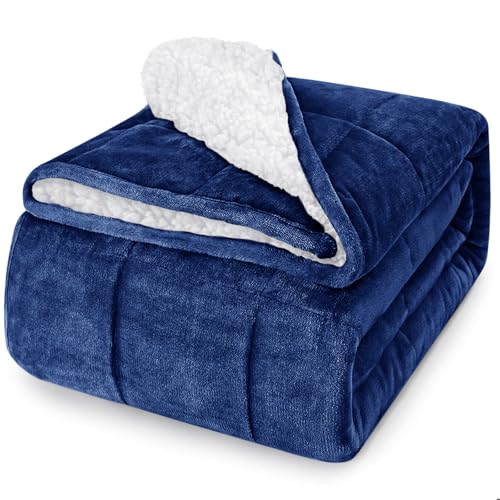 Image of yescool Weighted Blanket for Adults (15 lbs, 48 inch x 72 inch, Sapphire Blue) Heavy Blanket for Sleeping Perfect for 140-160 lbs, Twin Size Breathable Blanket with Premium Glass Bead