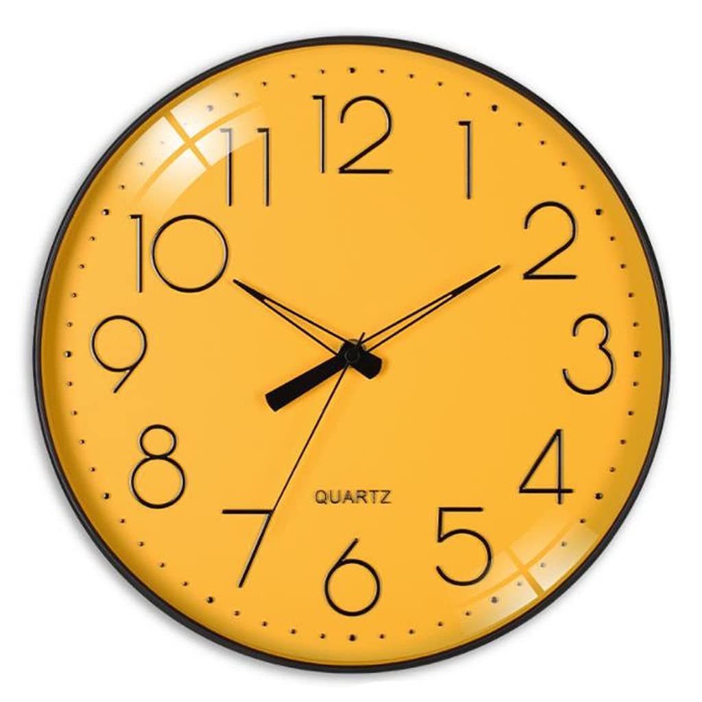 Horloge maison muette et créative : Grand cadran électronique jaune 30cm