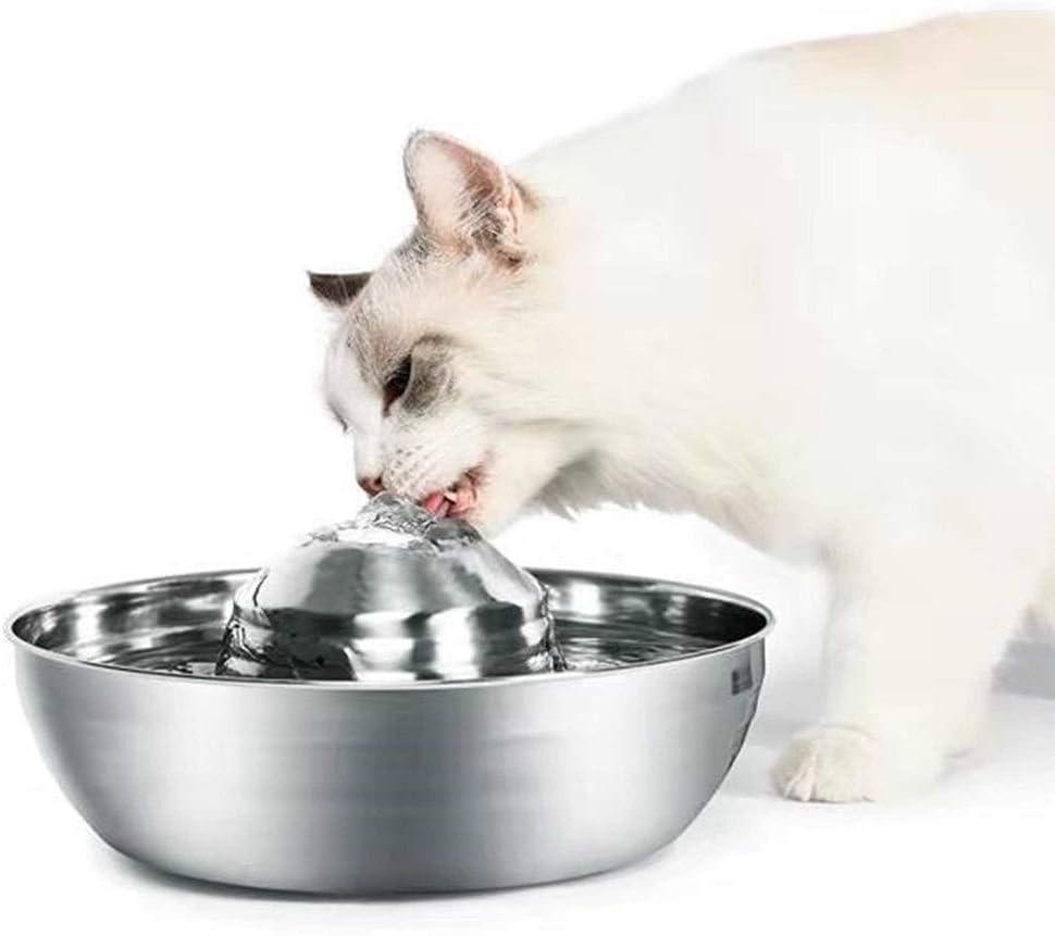 Ofat Home Cat Water Fountain Stainless Steel, Pet Drinking Fountain Dog Water Dispenser, 67oz / 2L Ultra-Quiet Automatic Cat Drinking Fountains for Cats, Small Dog