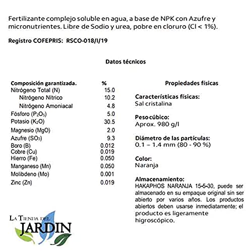 Concime arancia Hakaphos 15-5-30, sacco da 25 Kg, per ingrasso e maturazione del frutto