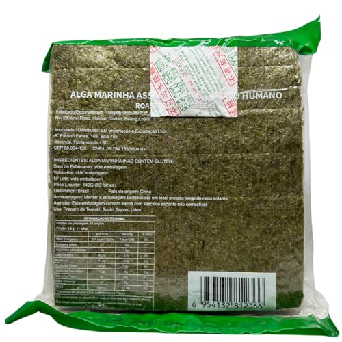 Alga Marinha Nori Sushi Nori Green Verde Temaki 50 Folhas