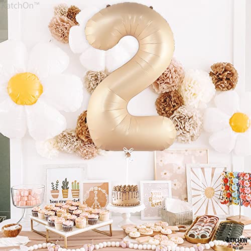 Image of KatchOn Caramel Number 2 Balloon 40 Inch 2nd Birthday Decorations for Boys