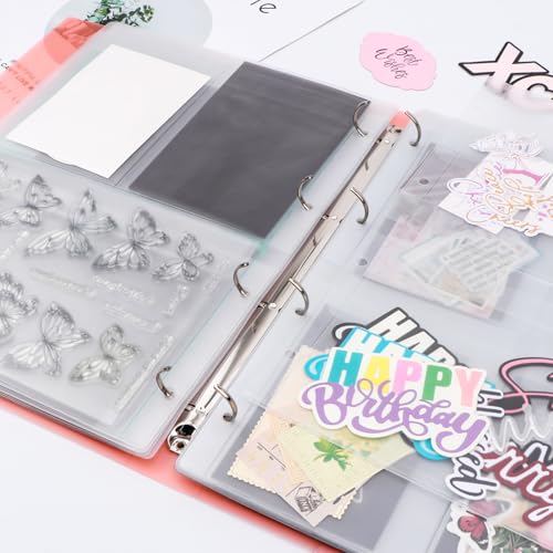 Image of 31Pcs /set A4 Die Storage Book Binder, 11.x8.3 Inch 10 Pcs 0.3mm Thickness Magnet Sheets for Dies Storage with 1 Pocket Folder and 20 Inserts Pages 1 /2 /3 /4 Grids Pockets,Dies Stencil Organizer (Orange)